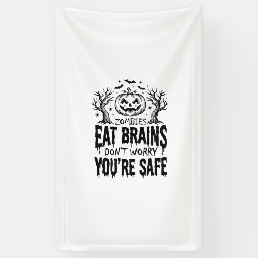 Zombies Eten Hersenen Grappige Halloween Vector On Spandoek (Verticaal)
