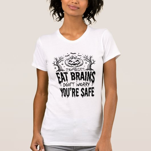 Zombies Eten Hersenen Grappige Halloween Vector On T-shirt (Voorkant)