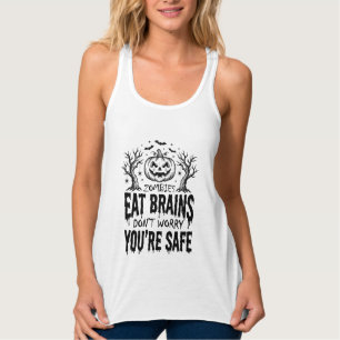 Zombies Eten Hersenen Grappige Halloween Vector On Tanktop