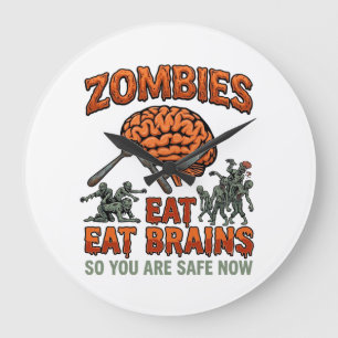 Zombies Eten Hersenen Halloween Hersenen Vork Mes_ Grote Klok