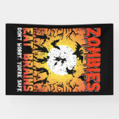 Zombies Eten Hersenen Spandoek (Horizontaal)