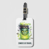 Zombies eten hersenen. Spooky Halloween Jar met Gl Bagagelabel (Voorkant (verticaal))