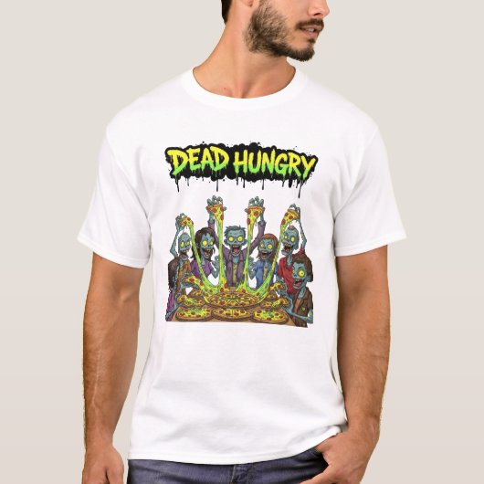 Zombies eten pizza t-shirt (Voorkant)