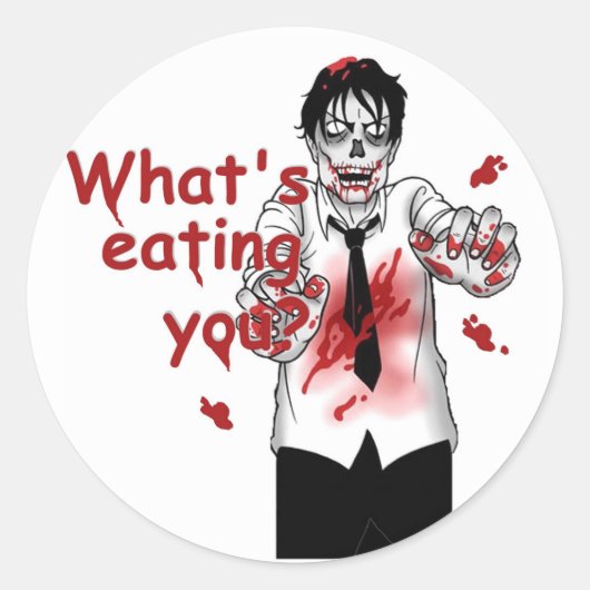 Zombies eten ronde sticker (Voorkant)