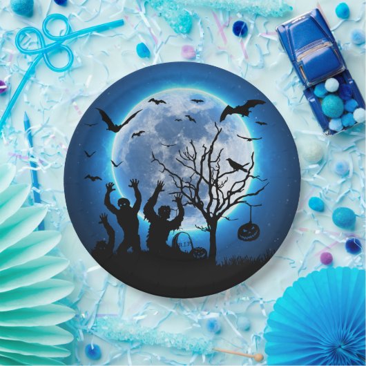 Zombies Fullmoon Custom Paper Borden 9" Papieren Bordje (Feest)