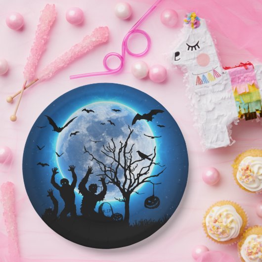 Zombies Fullmoon Custom Paper Borden 9" Papieren Bordje (Feest)