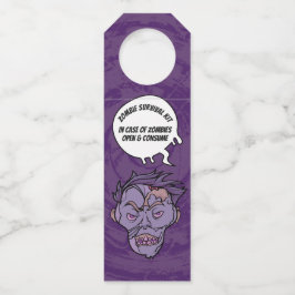 Zombies Funny Halloween Booze Survival Kit Paarse Flessenhanger