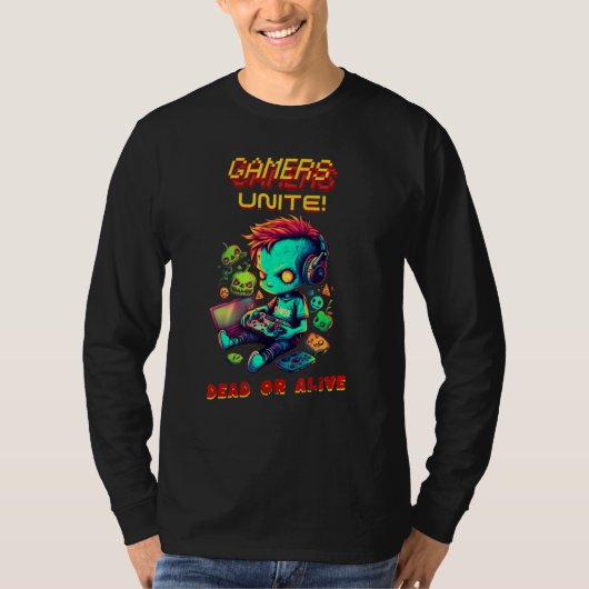 Zombies Gamers Verenigen Arcade Game Virtuele Spel T-shirt (Voorkant)