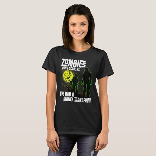 Zombies geven me niet dat ik een niertransplantati t-shirt (Voorkant volledig)