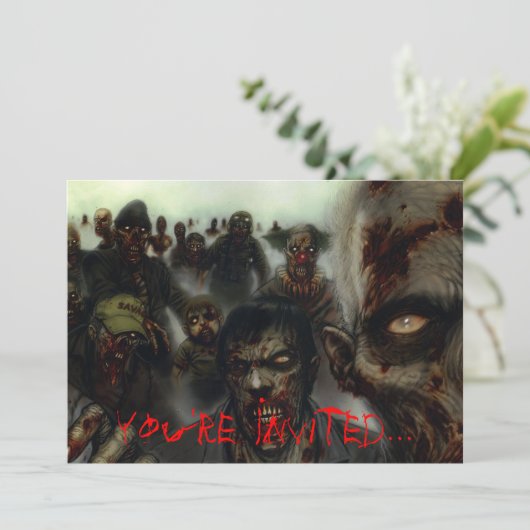 Zombies Halloween Invitation Kaart (Staand voorkant)