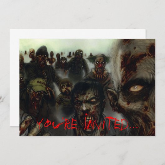 Zombies Halloween Invitation Kaart (Voorkant / Achterkant)