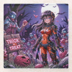 Zombies Hand-out Hersenpan Halloween Snoep of een  Glazen Onderzetter