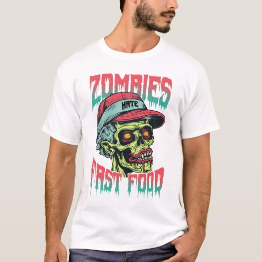 Zombies Hate Fast Food | Funny Halloween Shirt (Voorkant)