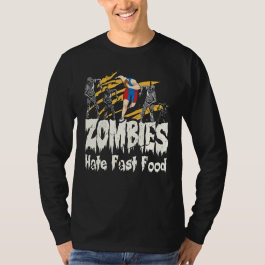 Zombies hate Fast Food I Halloween Running T-shirt (Voorkant)
