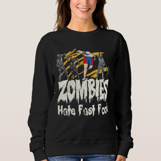Zombies hate Fast Food I Halloween Running Trui (Voorkant)