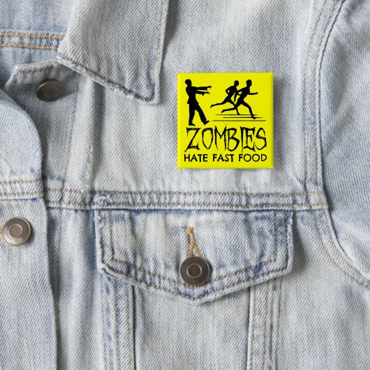 Zombies Hate Fast Food Vierkante Button 5,1 Cm (In situ)