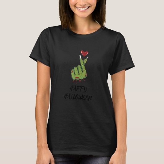 Zombies Heart Hand Sign Spooky Halloween Zombie Me T-shirt (Voorkant)