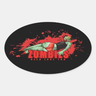 Zombies hebben liefdessticker nodig ovale sticker