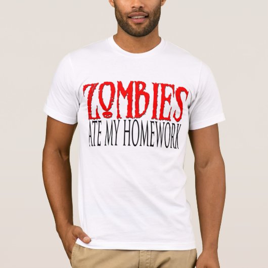 Zombies hebben mijn huiswerk gegeten t-shirt (Voorkant)