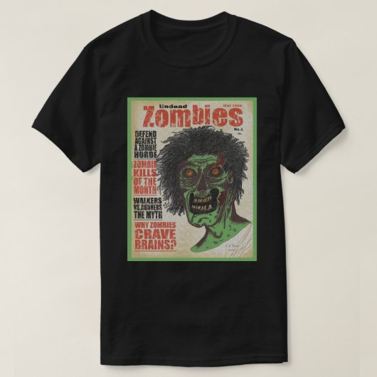 ZOMBIES - Het tijdschrift Green Boarder T-shirt (Design voorkant)