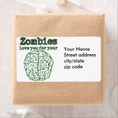 Zombies houden van je BRAIN Etiket (Insitu)