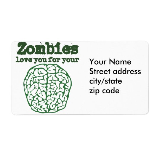 Zombies houden van je BRAIN Etiket (Voorkant)