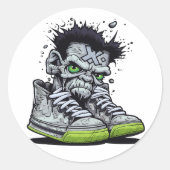 Zombie's illustratie ronde sticker (Voorkant)