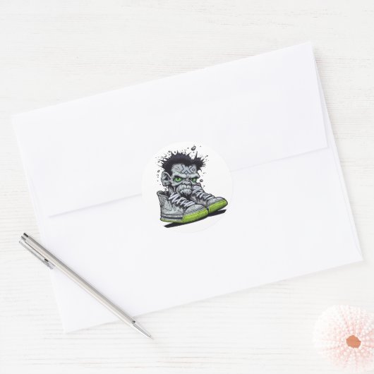Zombie's illustratie ronde sticker (Envelop)