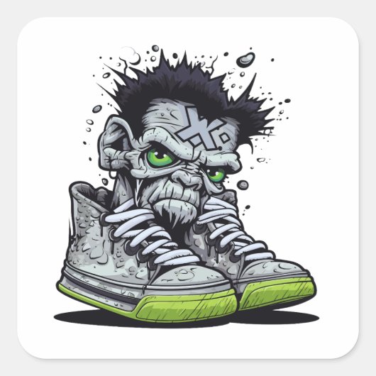 Zombie's illustratie vierkante sticker (Voorkant)