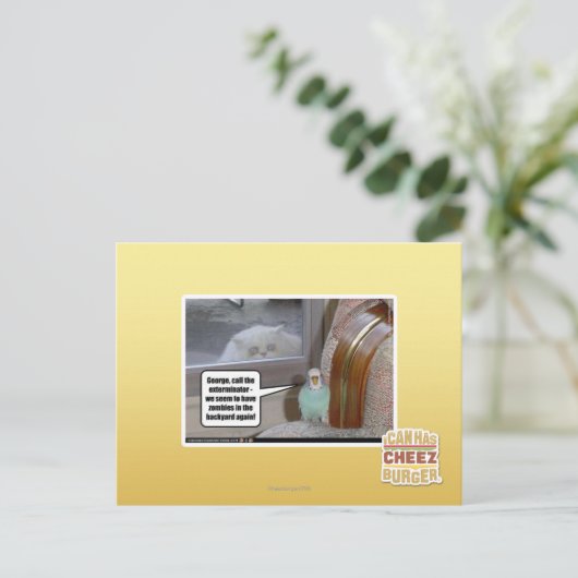 Zombies in de achtertuin briefkaart (Staand voorkant)