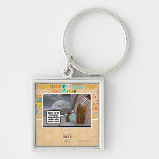 Zombiës in de achtertuin sleutelhanger (Voorkant)