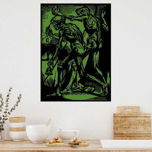 Zombies Inside Halloween Jack-o'-Lantern Green Poster (Keuken)