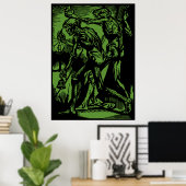 Zombies Inside Halloween Jack-o'-Lantern Green Poster (Thuiskantoor)