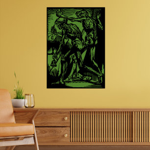 Zombies Inside Halloween Jack-o'-Lantern Green Poster