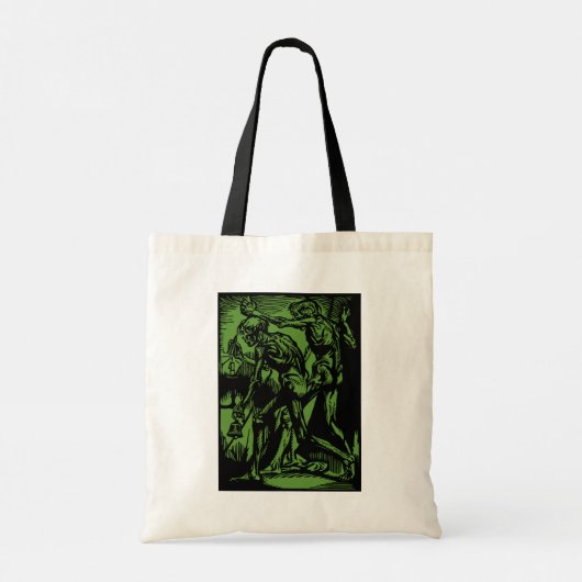Zombies Inside Halloween Jack-o'-Lantern Green Tote Bag (Achterkant)