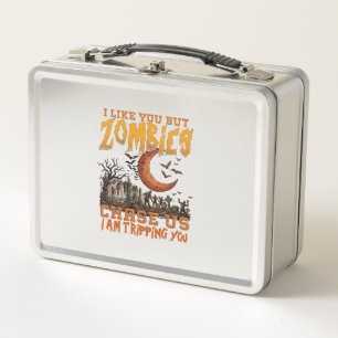 Zombies Jagen Ons Halloween Kerkhof Halve Maan