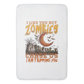 Zombies Jagen Ons Halloween Kerkhof Halve Maan Badmat (Voorkant Verticaal)