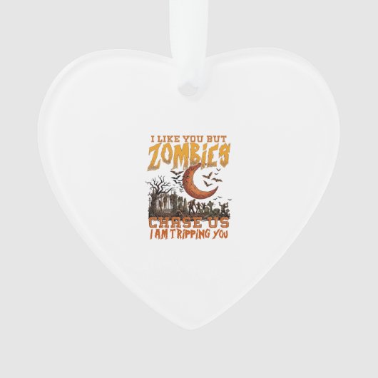 Zombies Jagen Ons Halloween Kerkhof Halve Maan Ornament (voorkant)