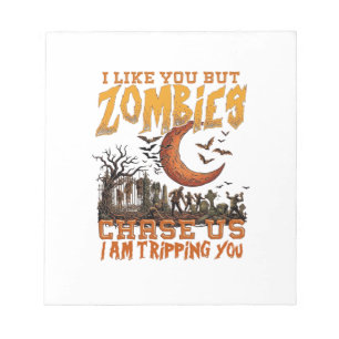 Zombies Jagen Ons Halloween Kerkhof Sikkelmaan Notitieblok