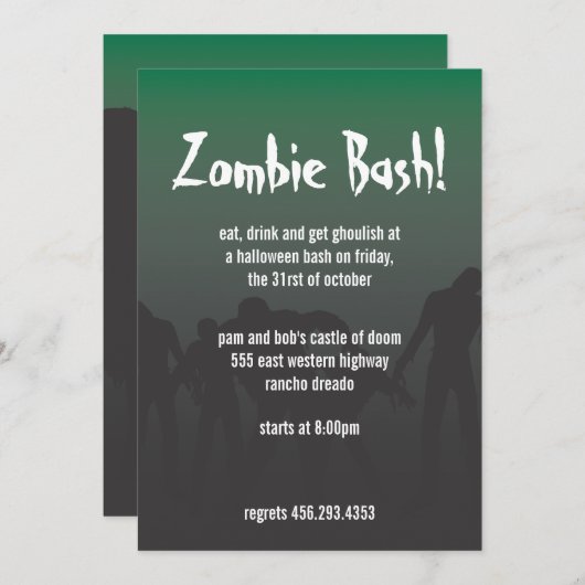 Zombies Kaart (Voorkant / Achterkant)