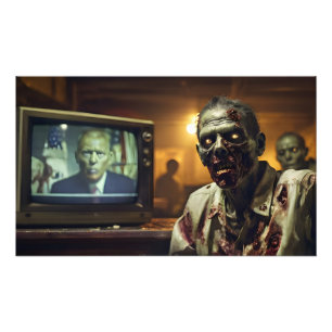 zombies kijken naar Russische tv-propaganda Foto Afdruk
