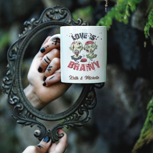 Zombies liefde is brainy halloween monogram koffiemok