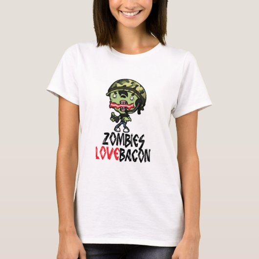 Zombies Love Bacon F Shirt White Basic (Voorkant)
