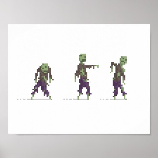 Zombies met 8 bits Pixel Art Poster (Voorkant)