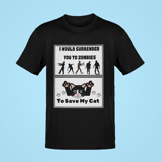 Zombies & My Cat Funny Comedy Mannen Graphic T-shirt