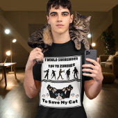 Zombies & My Cat Funny Comedy Mannen Graphic T-shirt