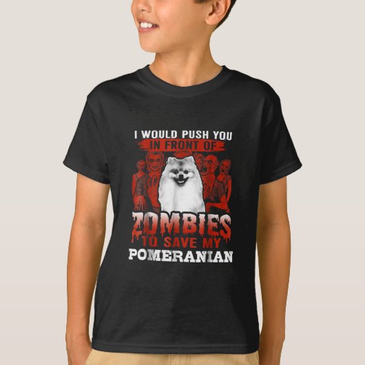 Zombies om mijn Pommerse te redden T-shirt (Voorkant)