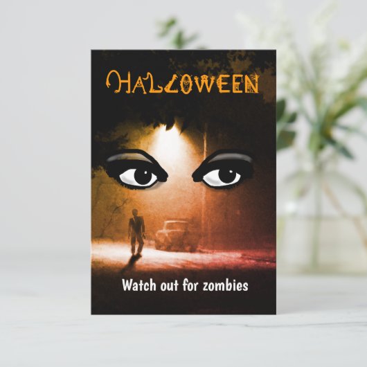 Zombies op Halloween Kaart (Staand voorkant)
