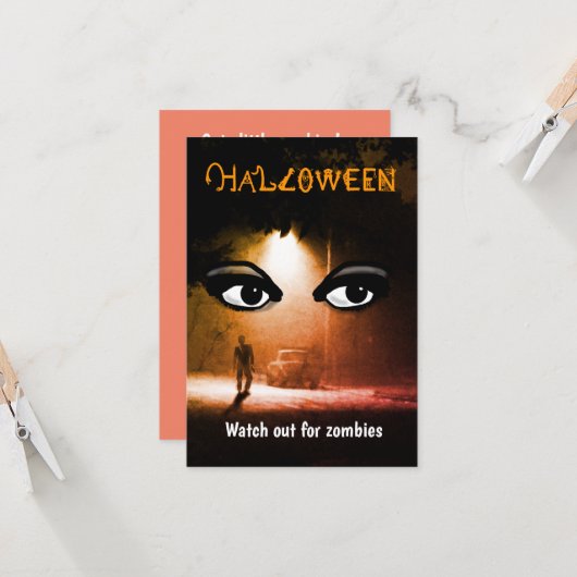 Zombies op Halloween Kaart (Voorkant / Achterkant in situ)