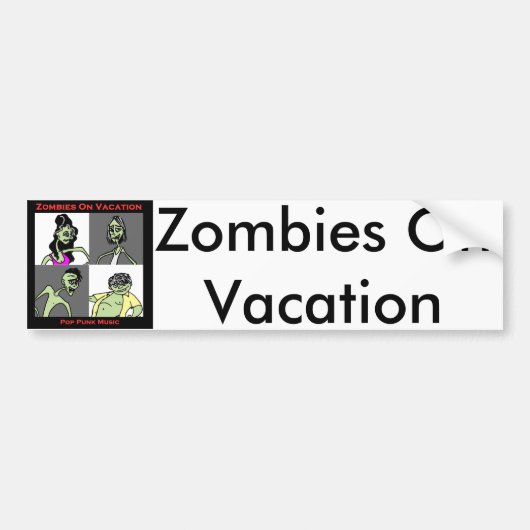 Zombiës op vakantie - vier vlakken bumpersticker (Voorkant)